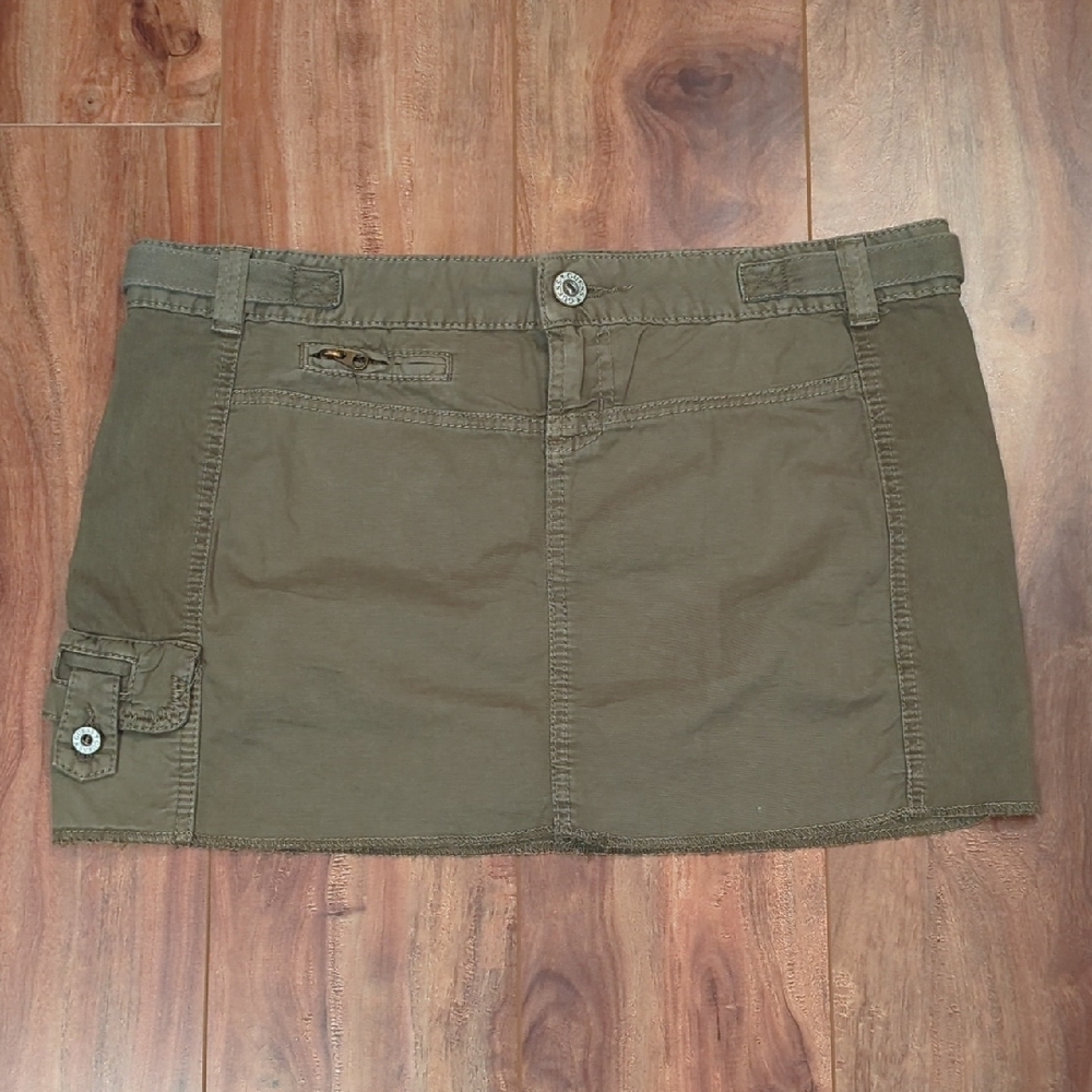 Y2K Guess Army Green Cargo Mini Skirt Size 30